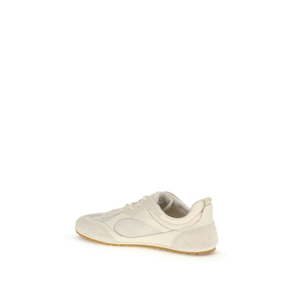 Tory Burch Cream Calf Leather Bos Taurus Low Top Sneakers