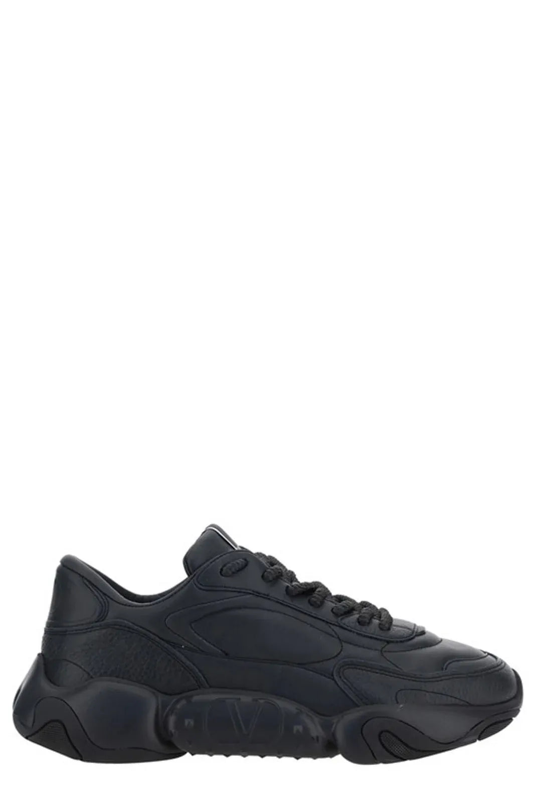 Valentino Garavani Black Calfskin Open Low-Top Sneakers