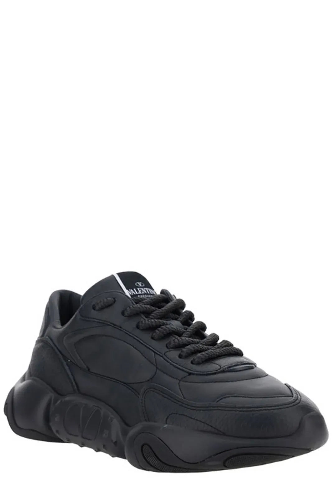 Valentino Garavani Black Calfskin Open Low-Top Sneakers