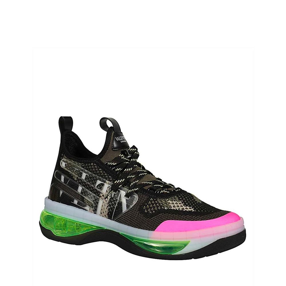 Valentino Garavani Black Fabric Low-Top Sneakers Uomo Suola Trasparente