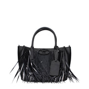 Valentino Garavani Borsa a Mano Nera in Pelle con Frange (AW25)
