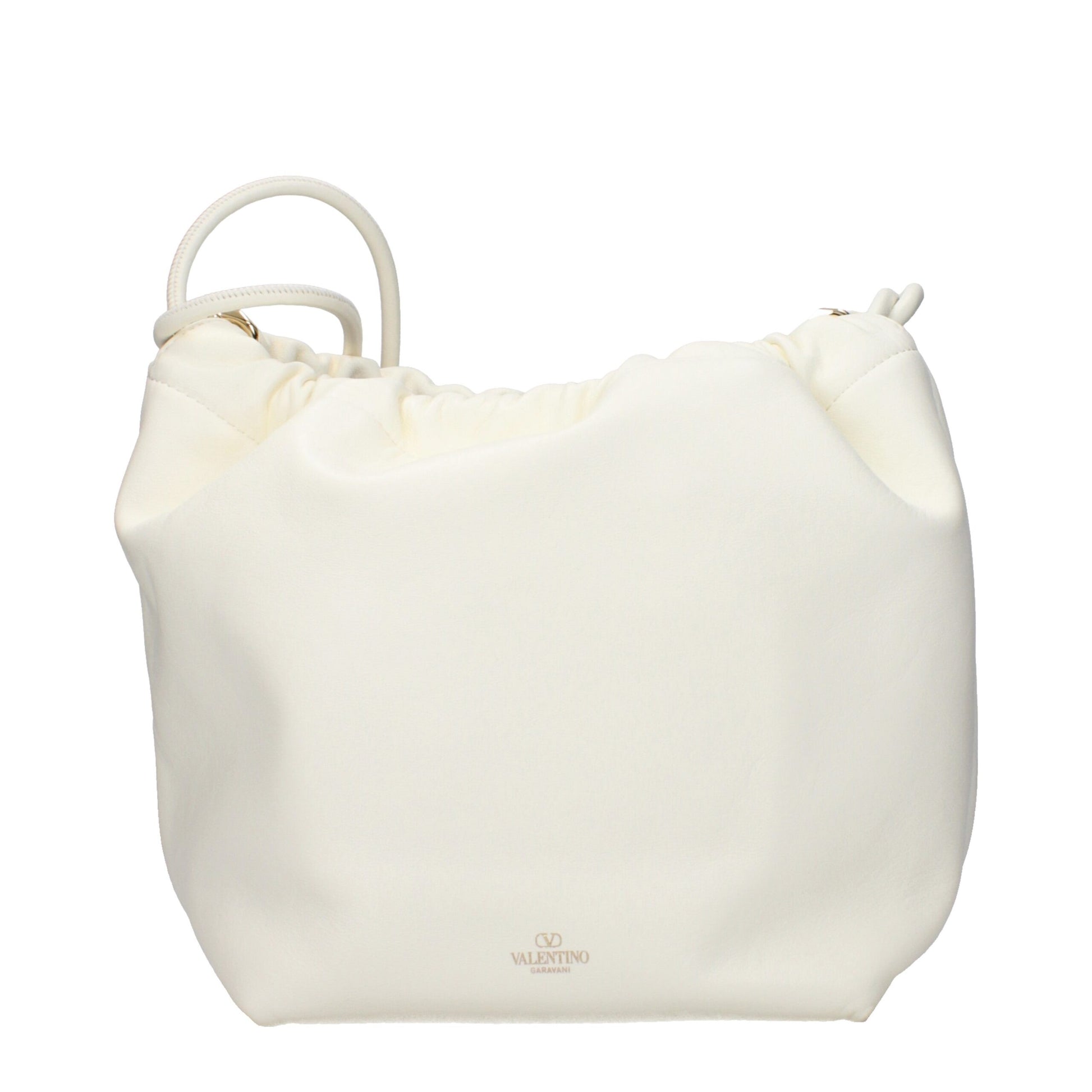 Valentino Garavani Borsa a Spalla Beige in Pelle Logo Frontale