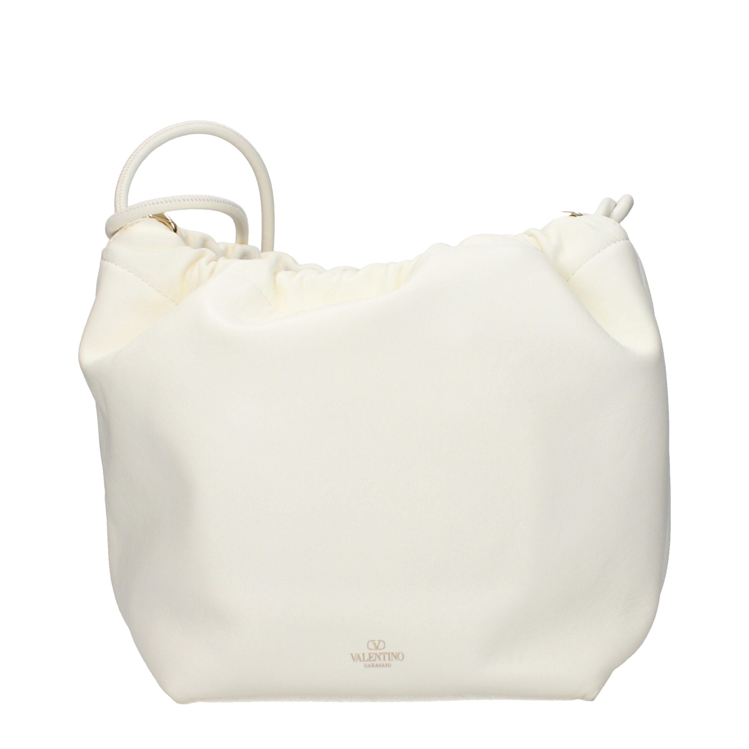 Valentino Garavani Borsa a Spalla Beige in Pelle Logo Frontale