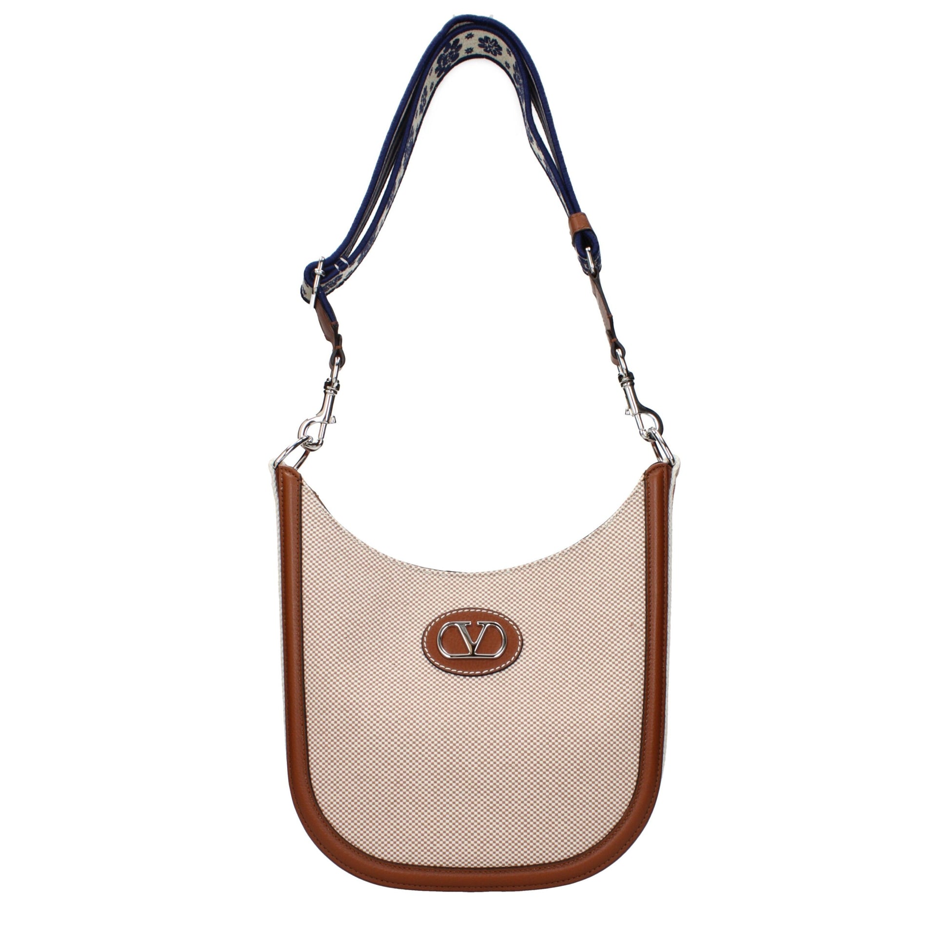 Valentino Garavani Borsa a Tracolla Beige in Tessuto Effetto Vintage