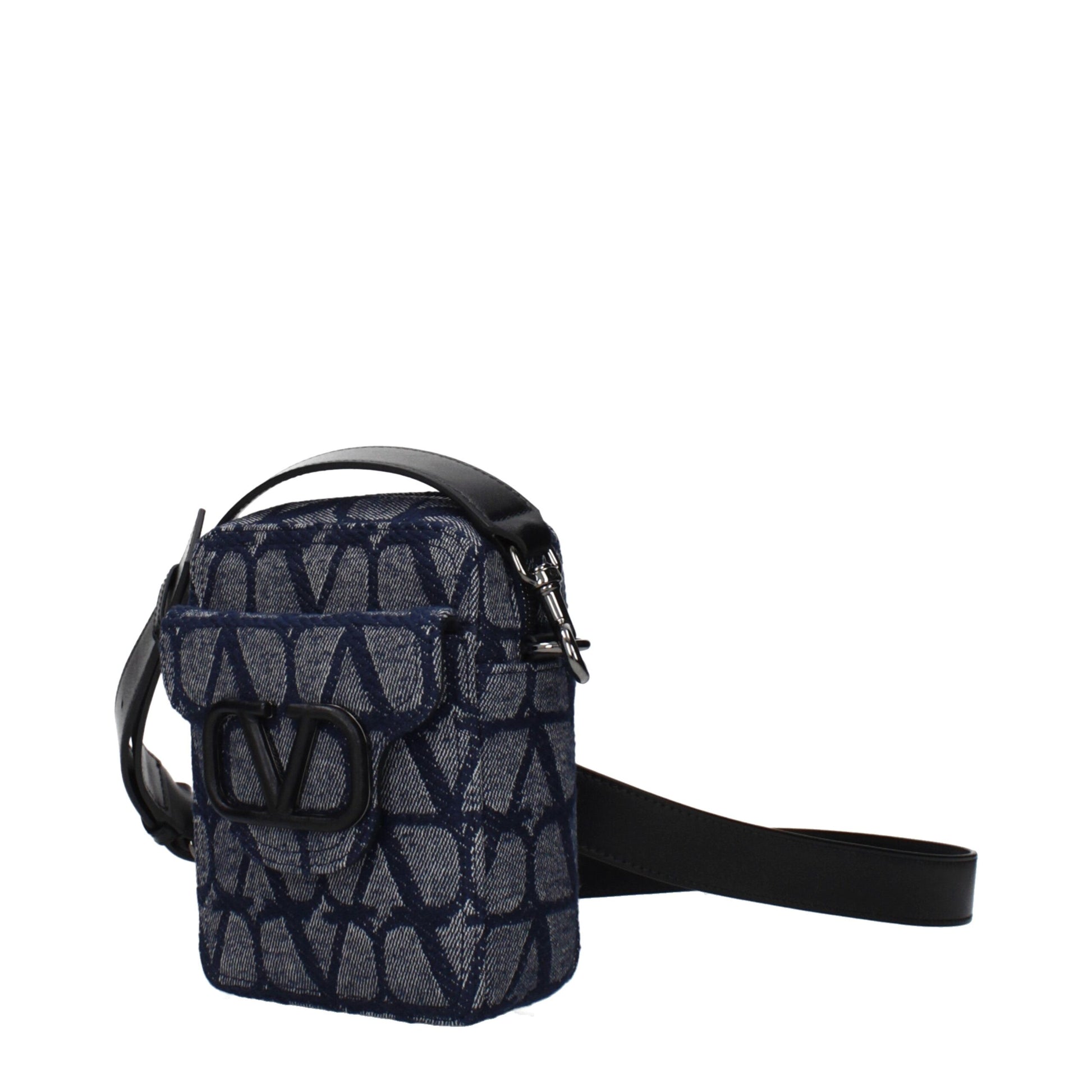 Valentino Garavani Borsa a Tracolla Blu in Tessuto Logo