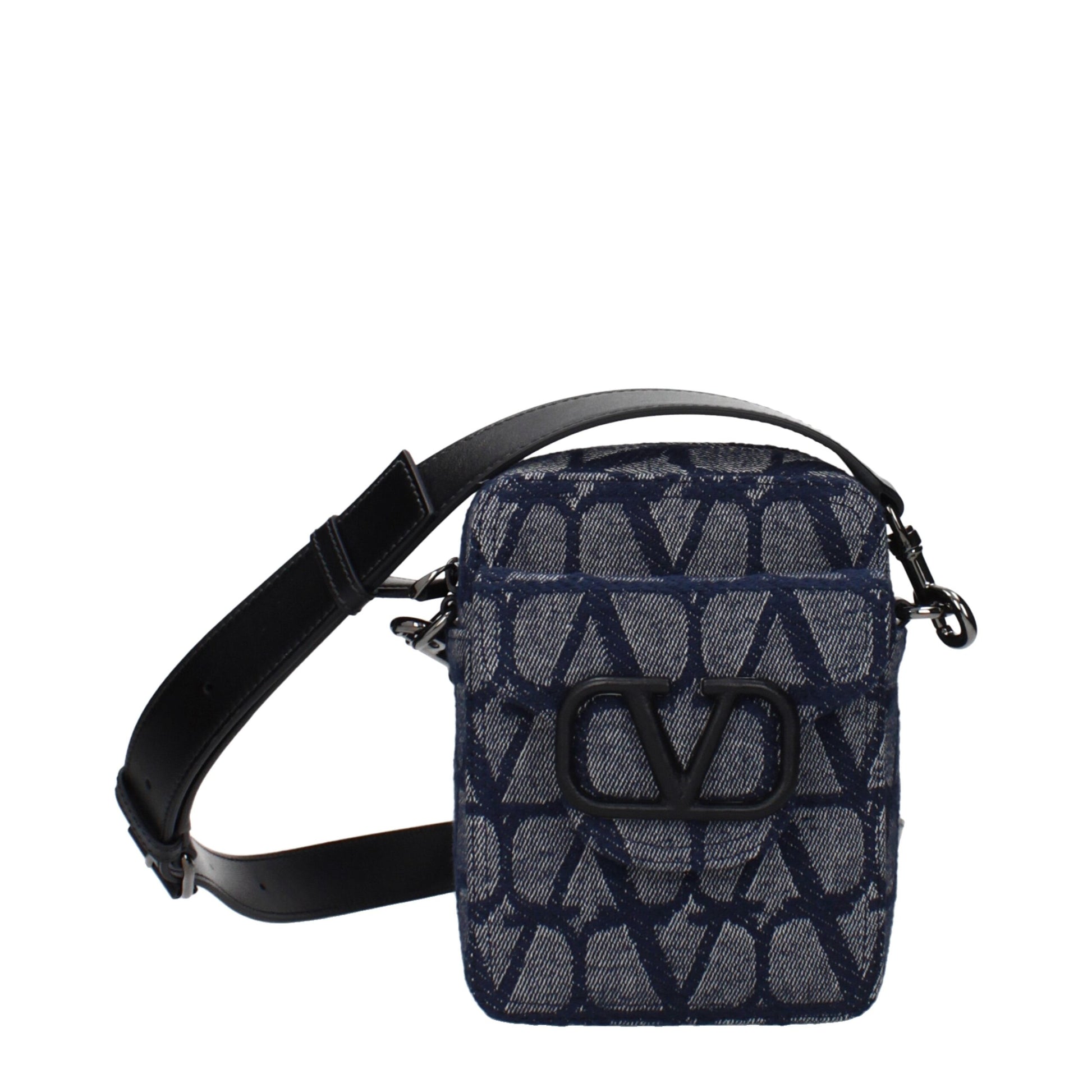 Valentino Garavani Borsa a Tracolla Blu in Tessuto Logo