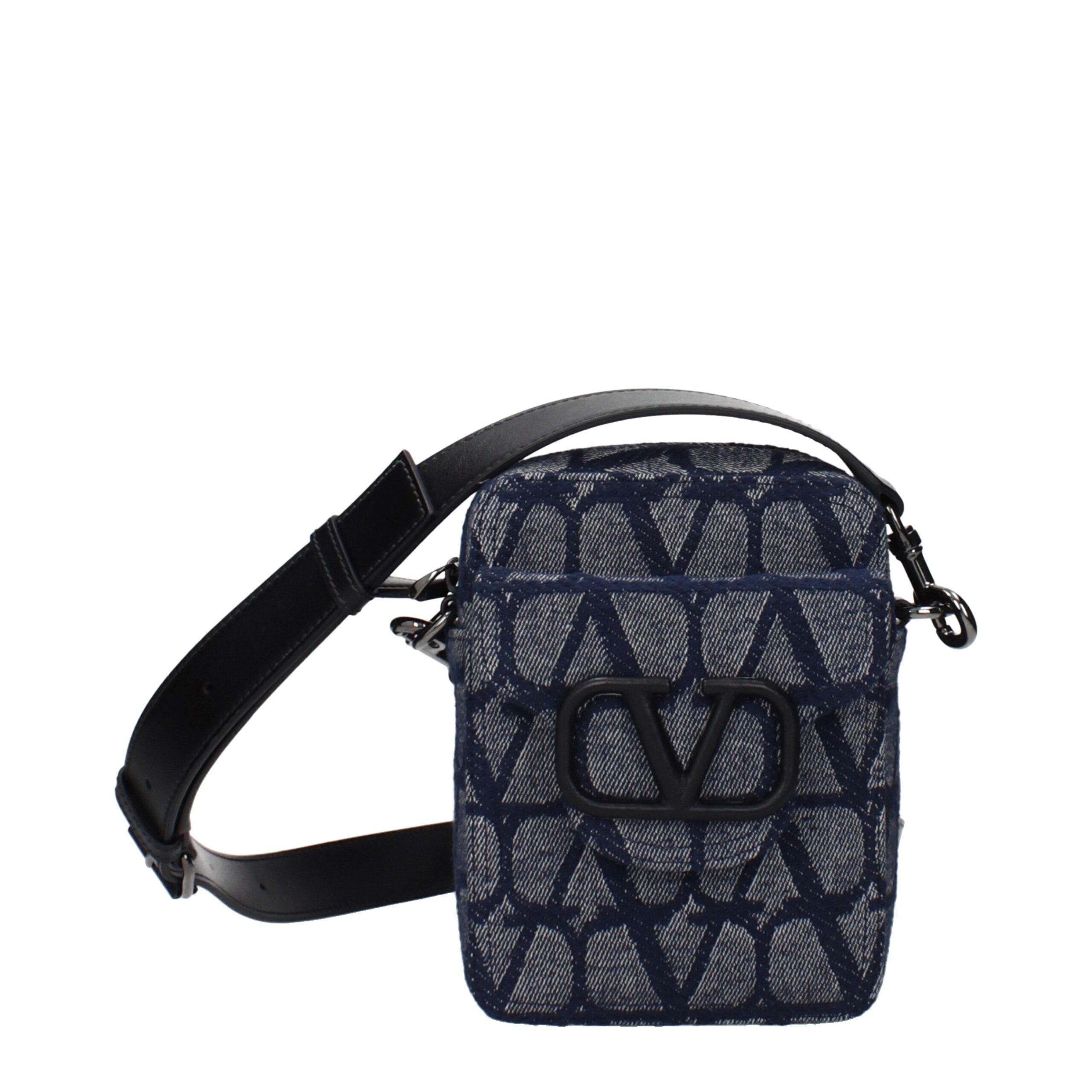 Valentino Garavani Borsa a Tracolla Blu in Tessuto Logo