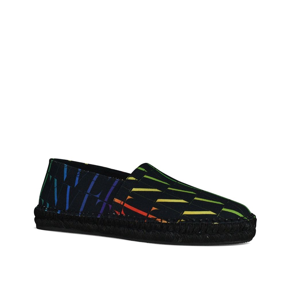 Valentino Garavani Espadrillas Canvas Nere Logo VLNT Multicolor