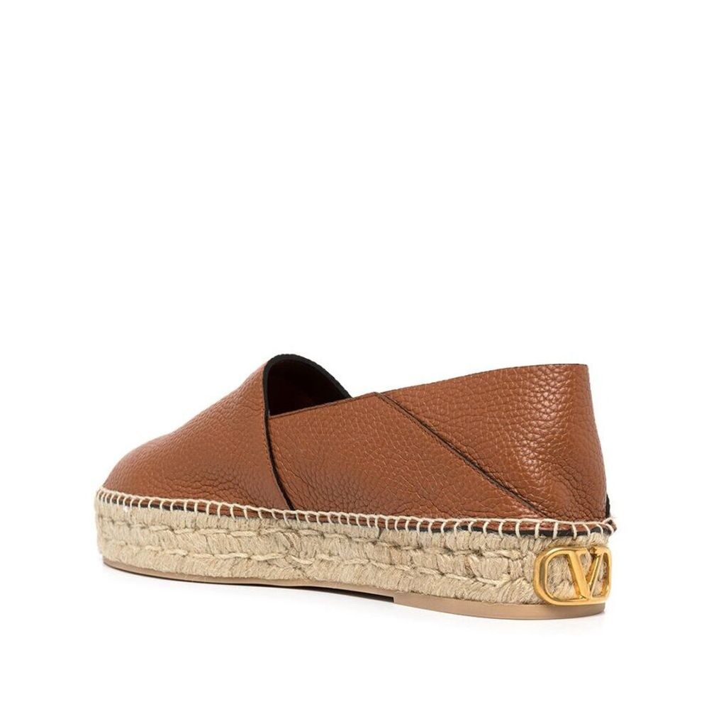 Valentino Garavani Espadrillas Marroni in Pelle Texturizzata