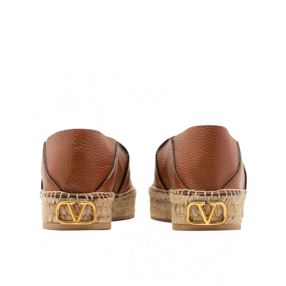 Valentino Garavani Espadrillas Marroni in Pelle Texturizzata