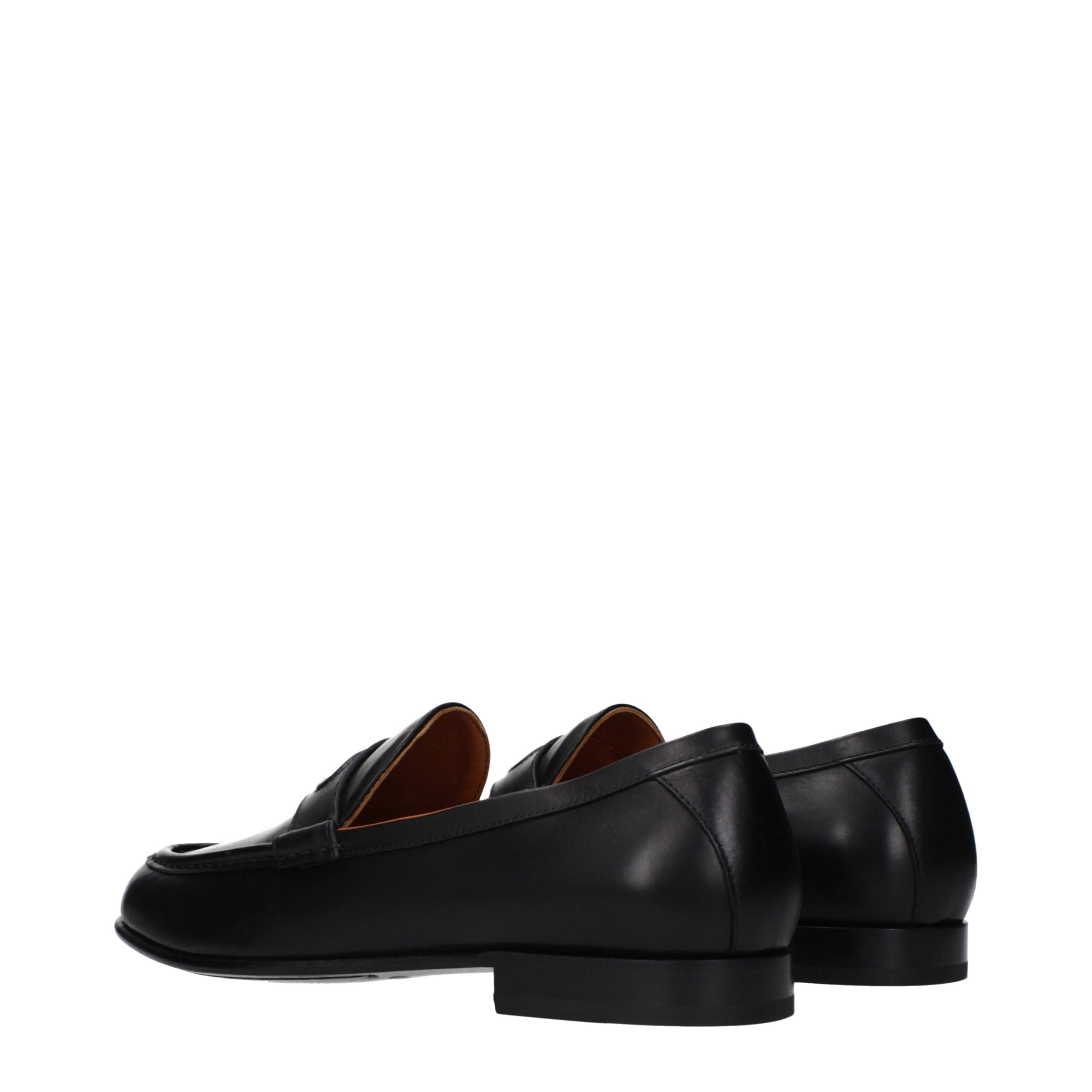 Valentino Garavani Black Leather Slip-On Loafers (Front Logo)