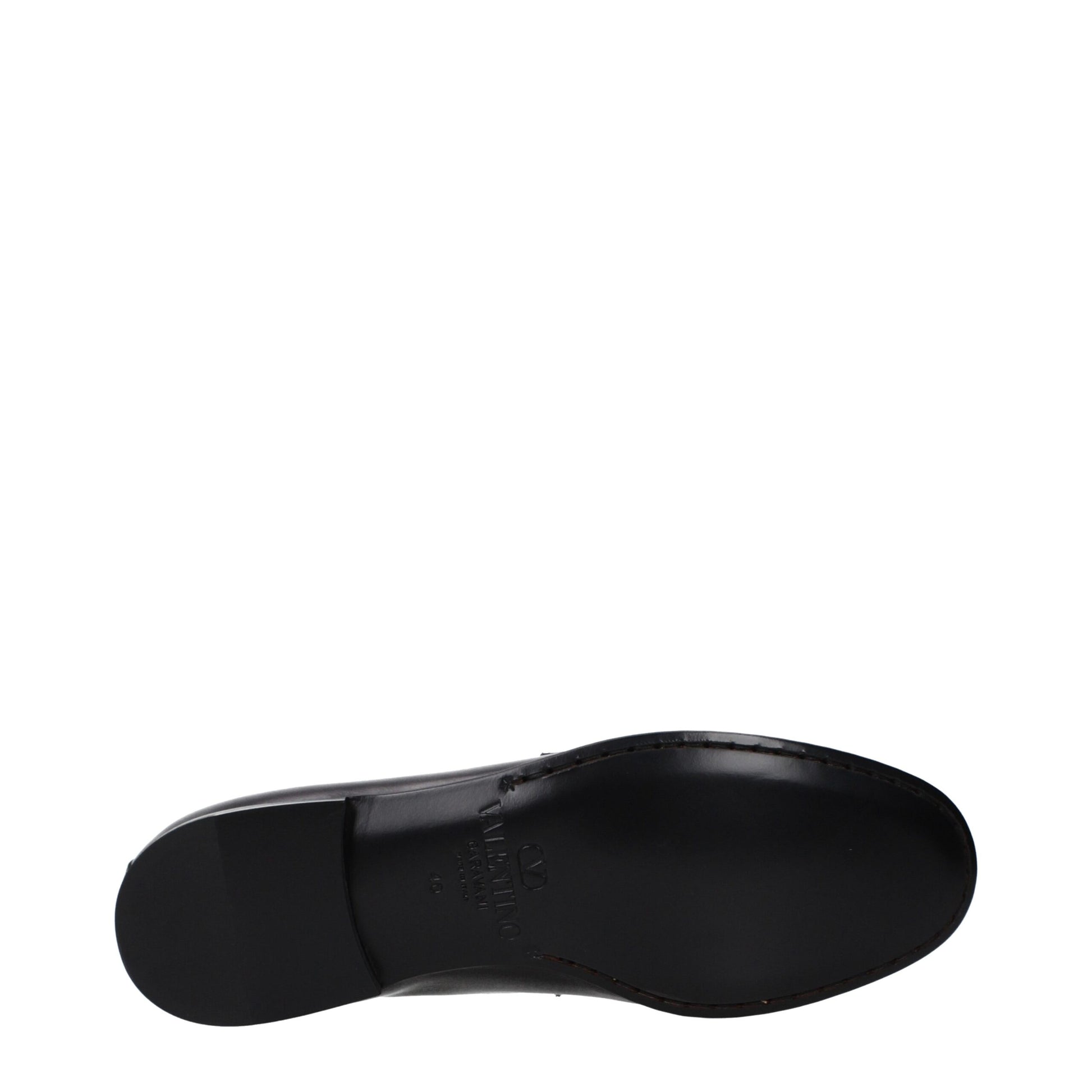 Valentino Garavani Black Leather Slip-On Loafers (Front Logo)