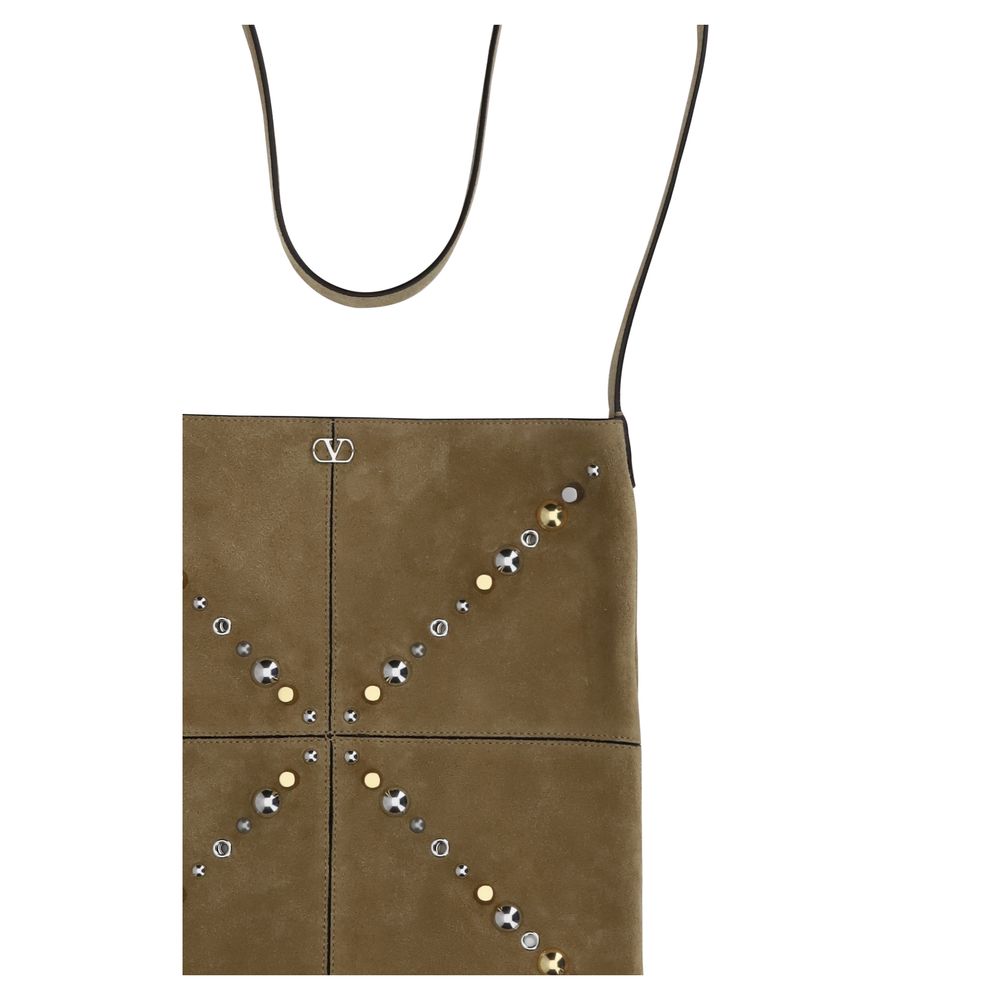 Valentino Garavani Nellcôte Borsa a Spalla in Suede Beige con Frange