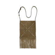 Valentino Garavani Nellcôte Borsa a Spalla in Suede Beige con Frange