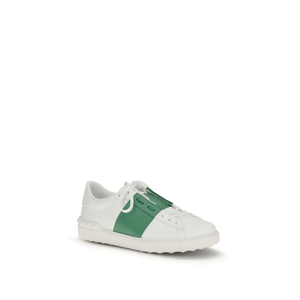 Valentino Garavani Open Sneakers Bianche in Pelle con Borchie Beige