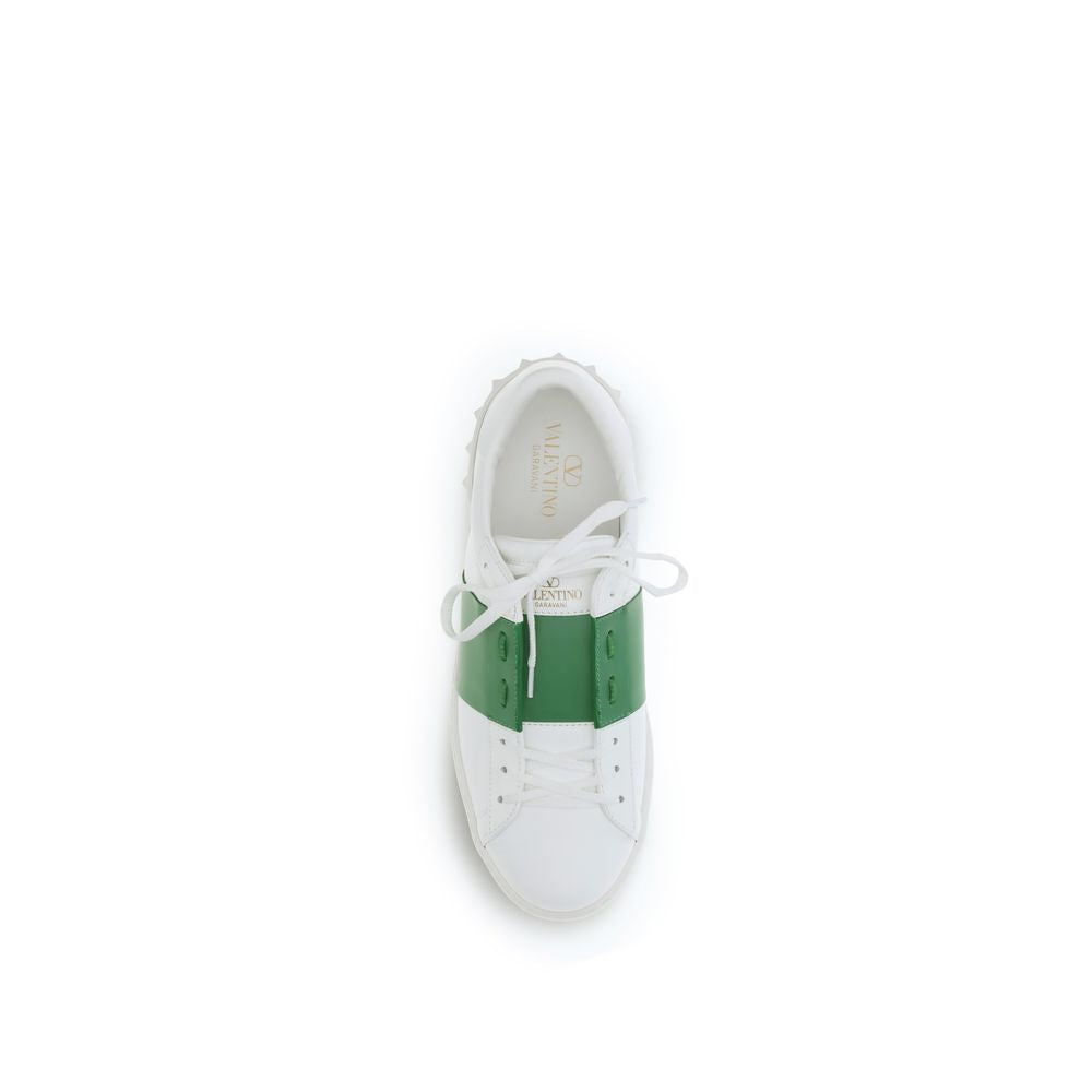 Valentino Garavani Open Sneakers Bianche in Pelle con Borchie Beige