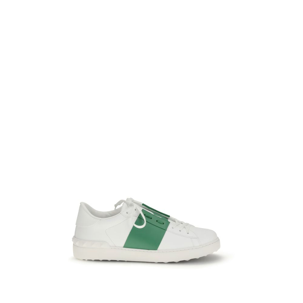 Valentino Garavani Open Sneakers Bianche in Pelle con Borchie Beige
