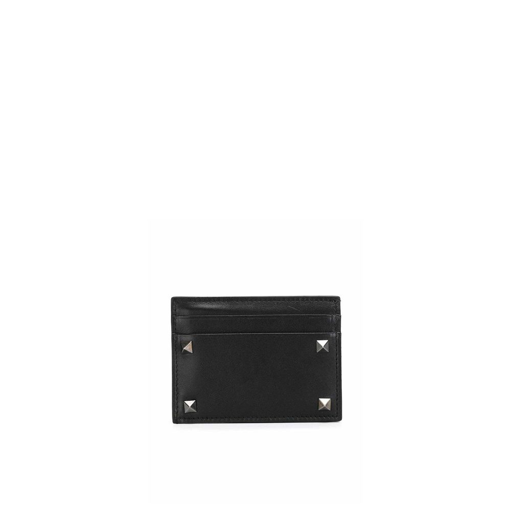 Valentino Garavani Rockstud Porta Carte in Pelle di Vitello Nera