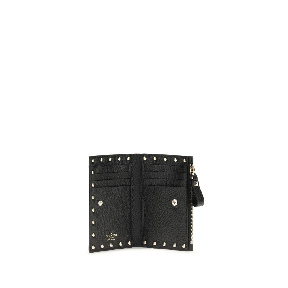 Valentino Garavani Rockstud Porta Carte/Portamonete in Pelle Nera