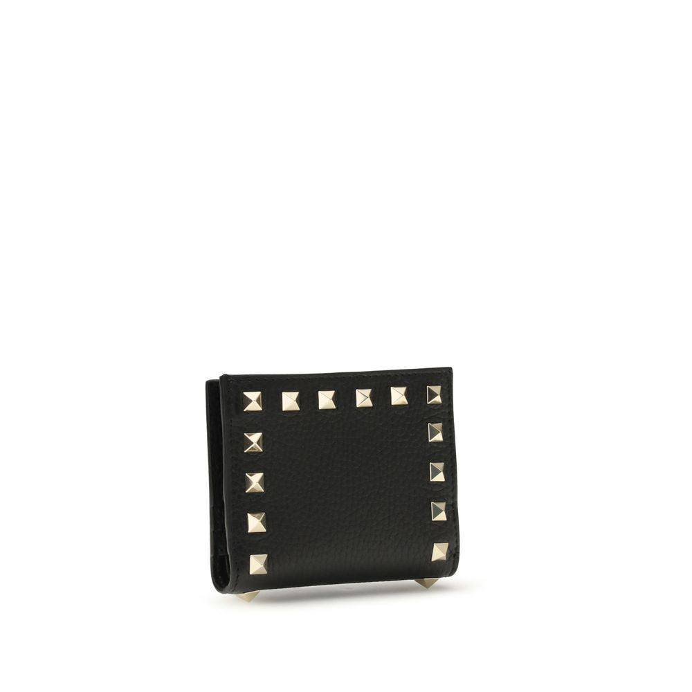 Valentino Garavani Rockstud Portafoglio Bifold in Pelle Nera