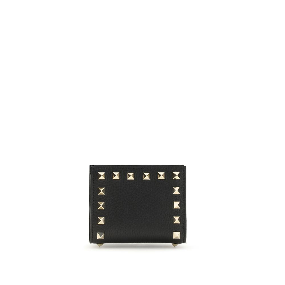Valentino Garavani Rockstud Portafoglio Bifold in Pelle Nera