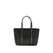 Valentino Garavani Rockstud Small Tote Nera in Pelle Granata Platinum