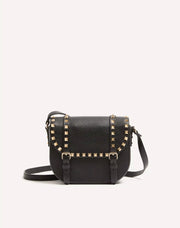 Valentino Garavani Rockstud Small Tote Bag in Black Grainy Leather