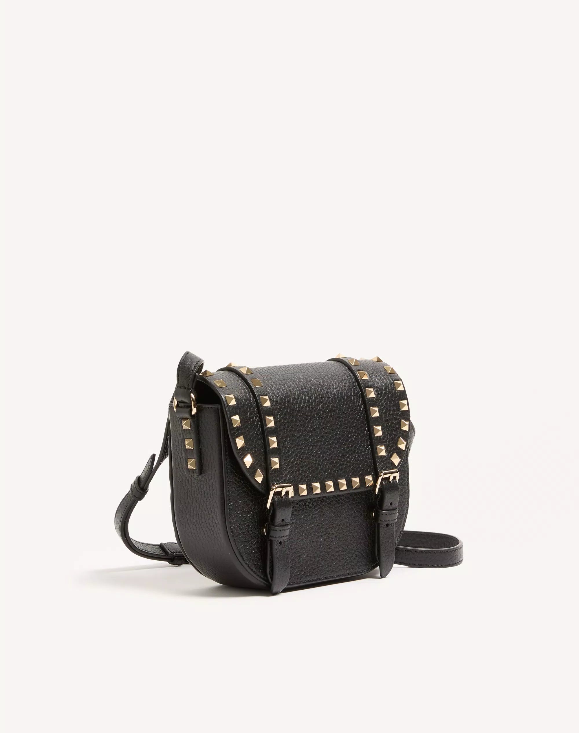 Valentino Garavani Rockstud Small Tote Bag in Black Grainy Leather