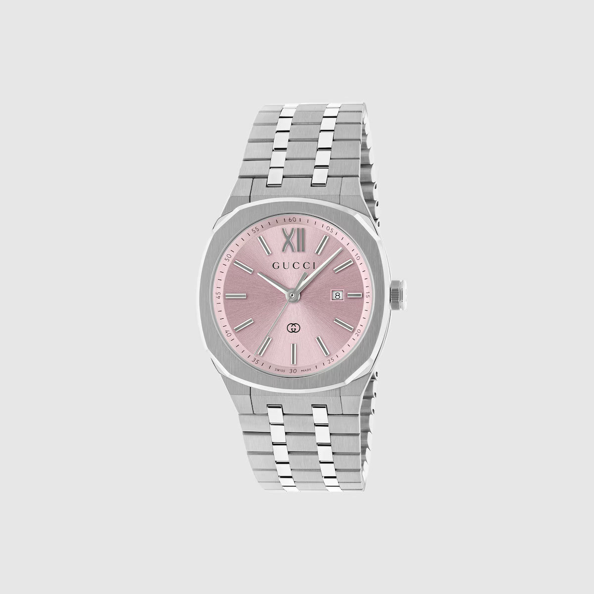 Gucci 25H YA163509 Stainless Steel Watch with Pink Dial