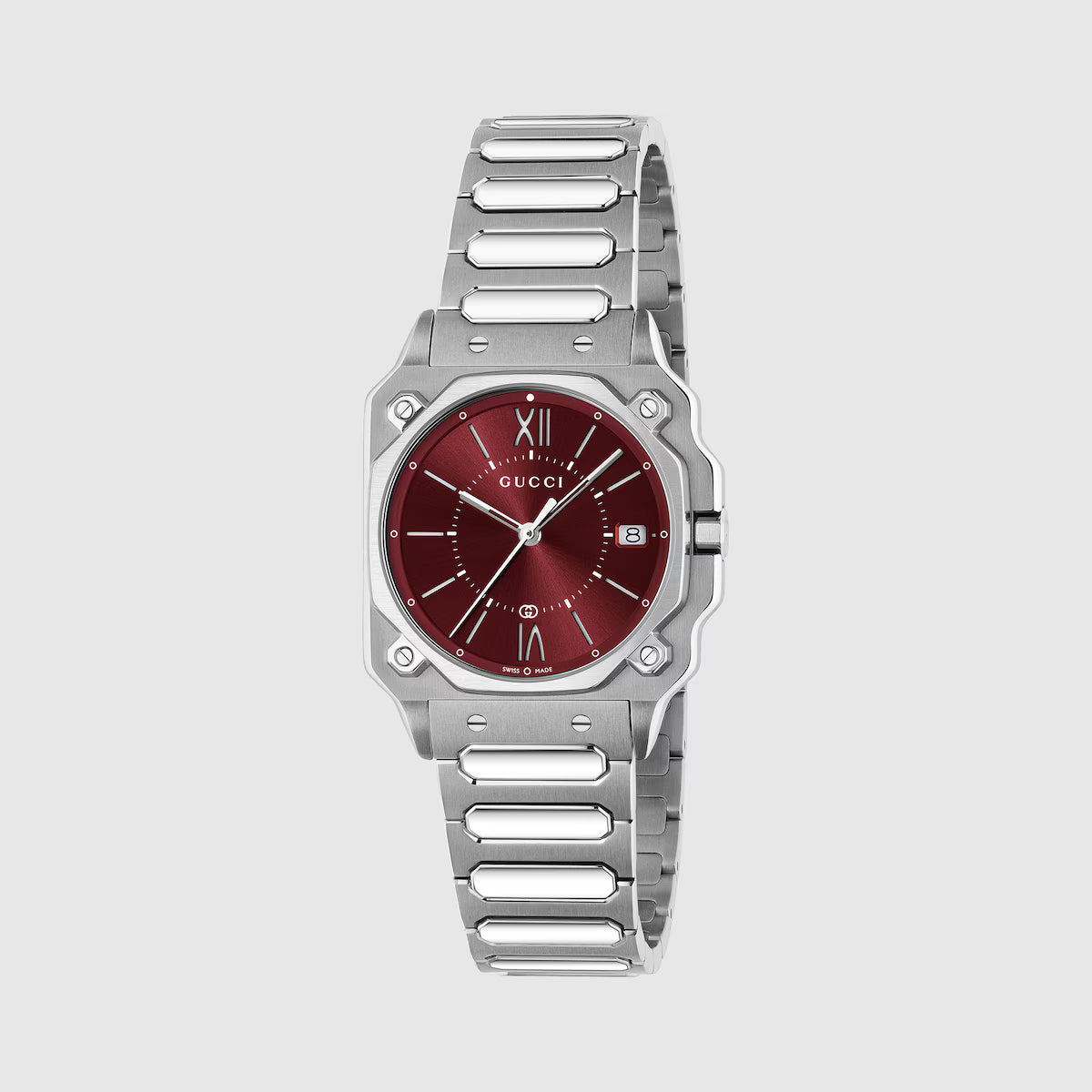 Gucci G-Flat Watch YA166509 Bordeaux Dial Steel