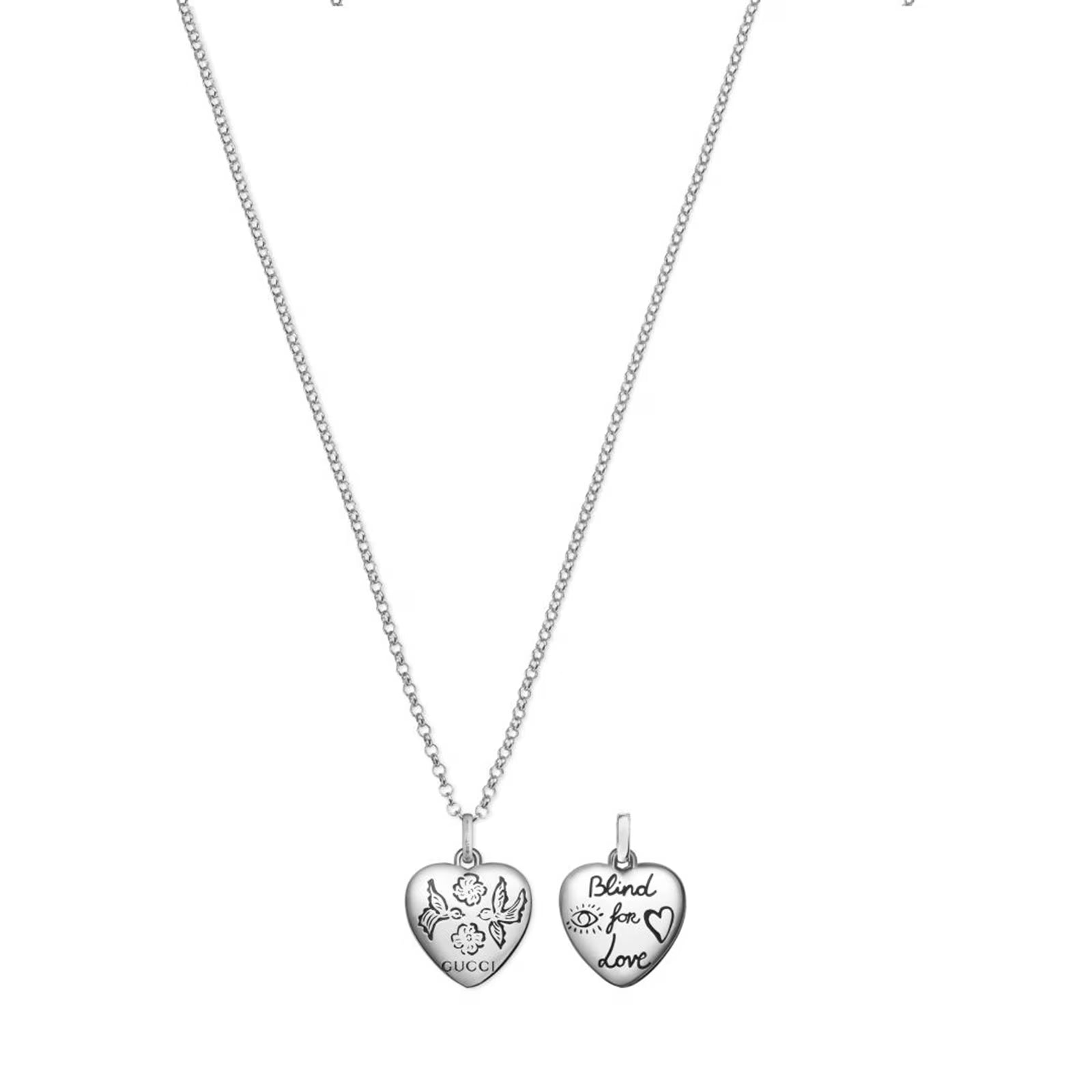Gucci Blind For Love YBB45554200100U silver heart necklace