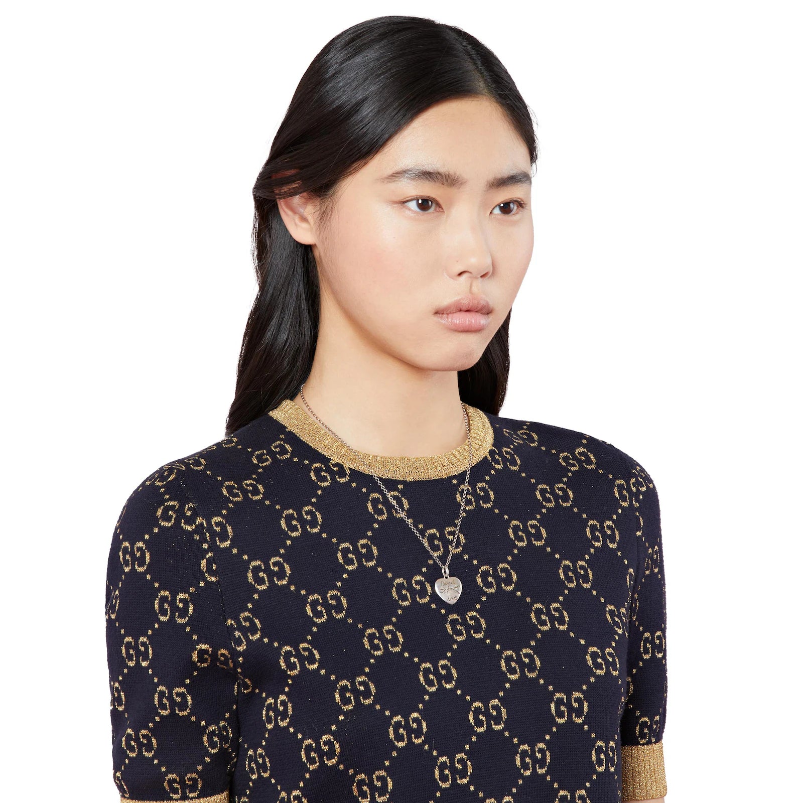 Gucci Blind For Love YBB45554200100U silver heart necklace