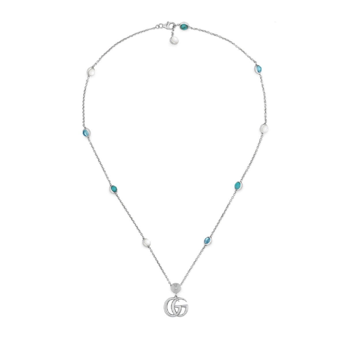 Gucci 925 Silver Cross and Charms Rolo Chain Necklace YBB527399001