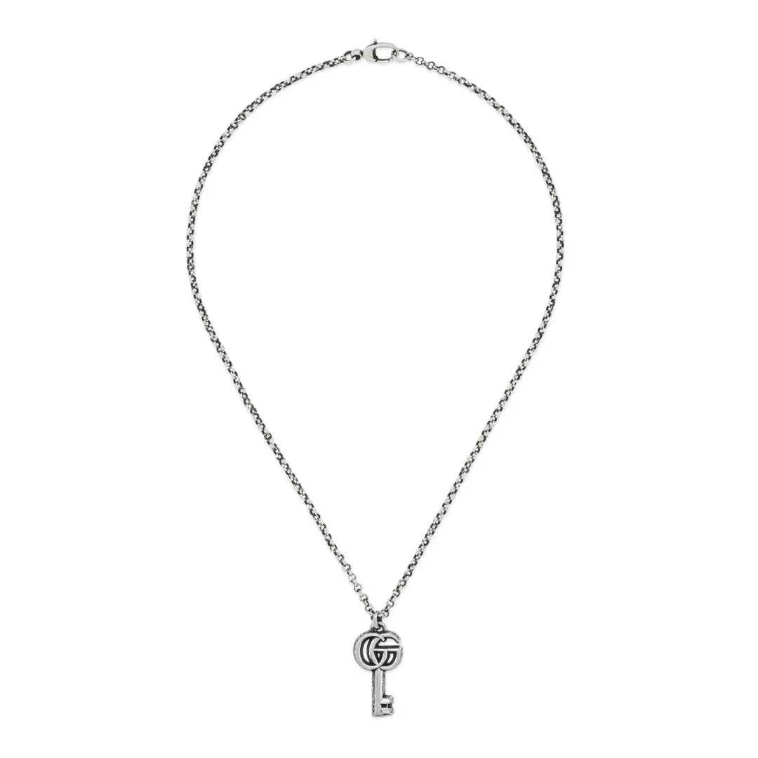 Gucci Marmont YBB627757001 silver key pendant necklace