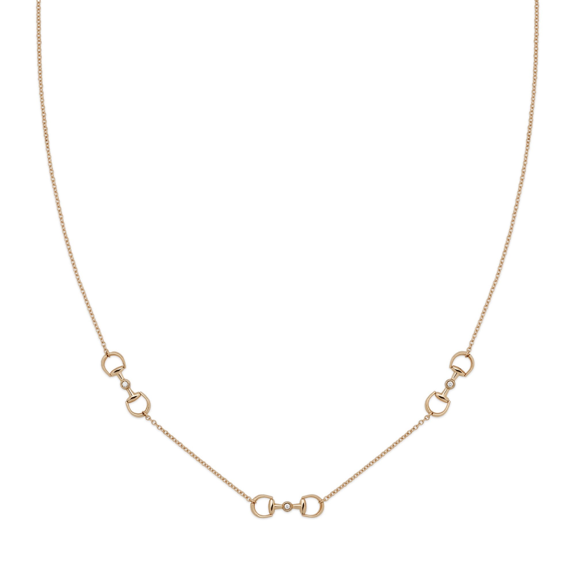 Gucci Horsebit necklace YBB837596001 rose gold and diamonds