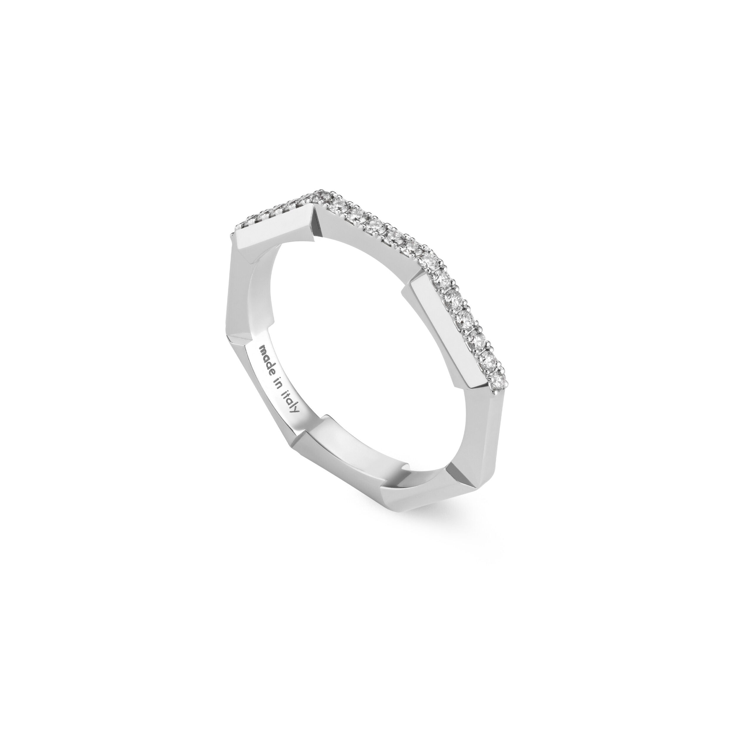 Gucci Link to Love Diamond Band Ring in 18k White Gold
