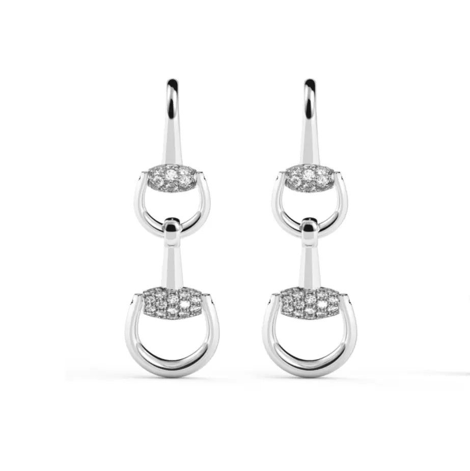 Gucci Horsebit YBD837633001 white gold and diamond pendant earrings