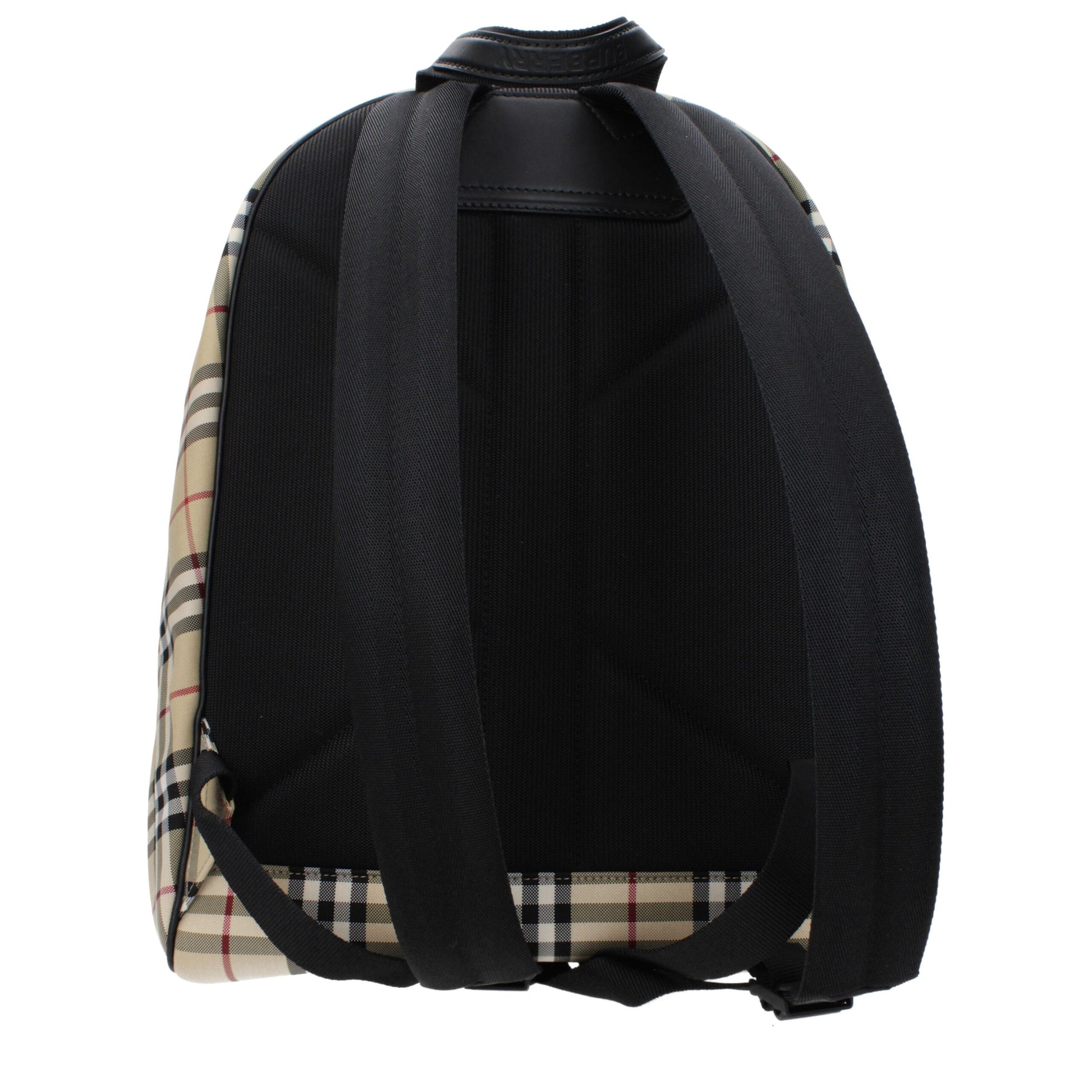 Zaino Burberry Grande in Tessuto Check Beige, Spallacci Regolabili