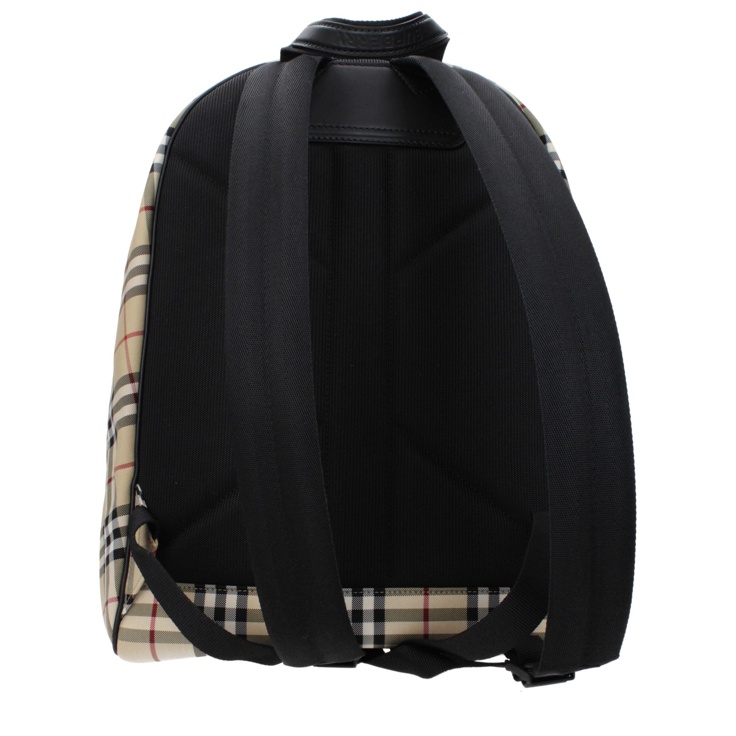 Zaino Burberry Grande in Tessuto Check Beige, Spallacci Regolabili