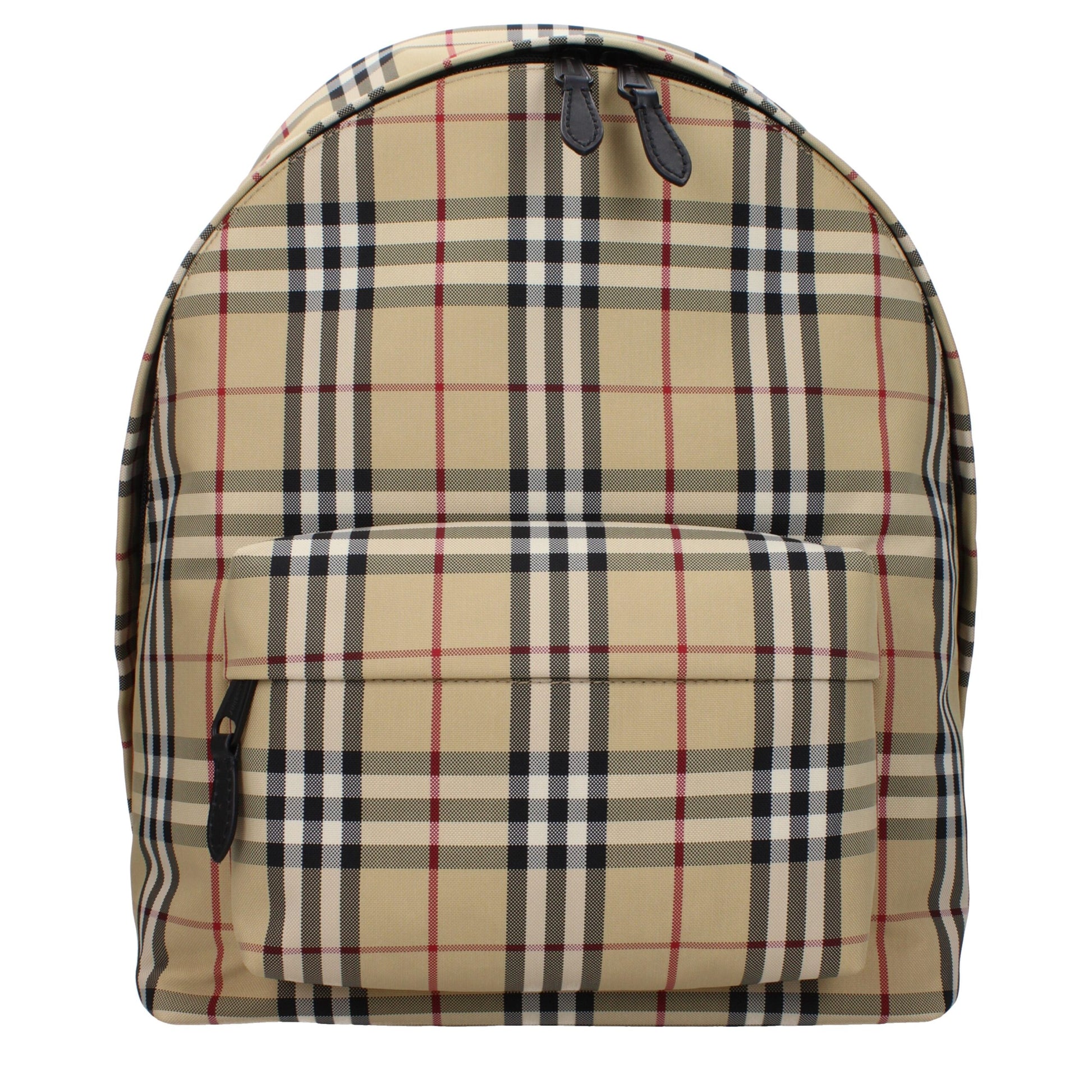 Zaino Burberry Grande in Tessuto Check Beige, Spallacci Regolabili