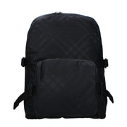 Zaino Burberry Grande in Tessuto Check Nero, Spallacci Regolabili