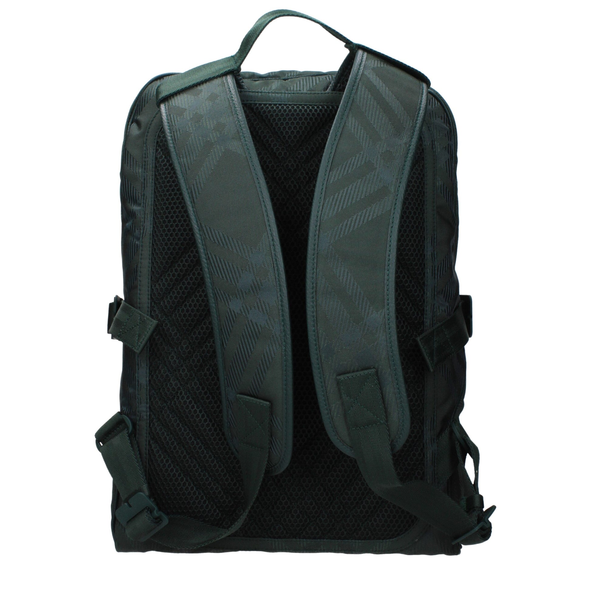 Zaino Burberry Grande in Tessuto Check Verde, Spallacci Regolabili