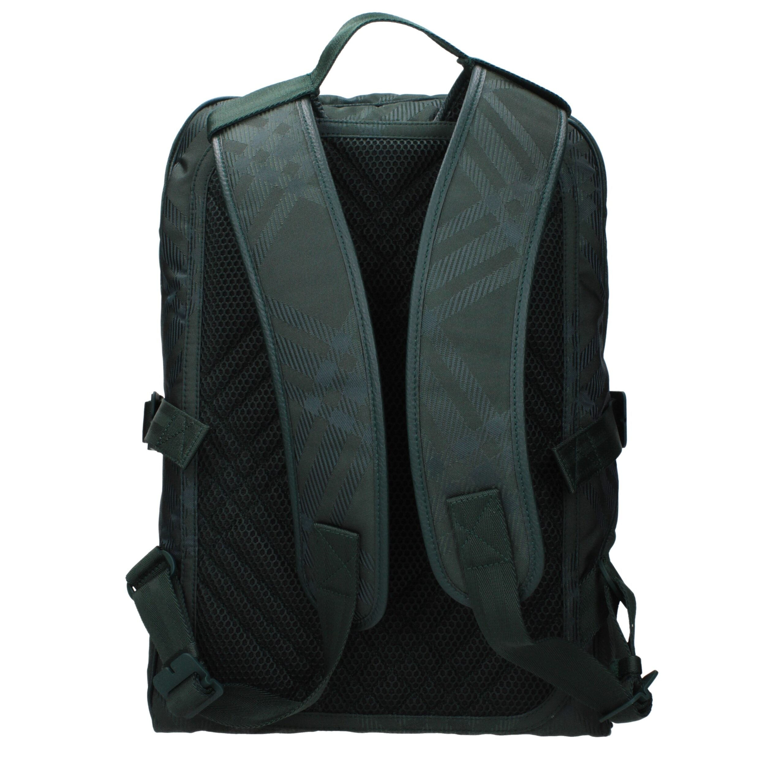 Zaino Burberry Grande in Tessuto Check Verde, Spallacci Regolabili