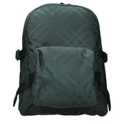 Zaino Burberry Grande in Tessuto Check Verde, Spallacci Regolabili
