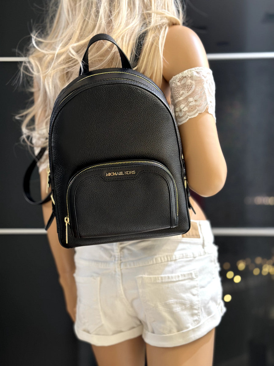 Zaino Michael Kors Jaycee Large Pocket Backpack in pelle nera