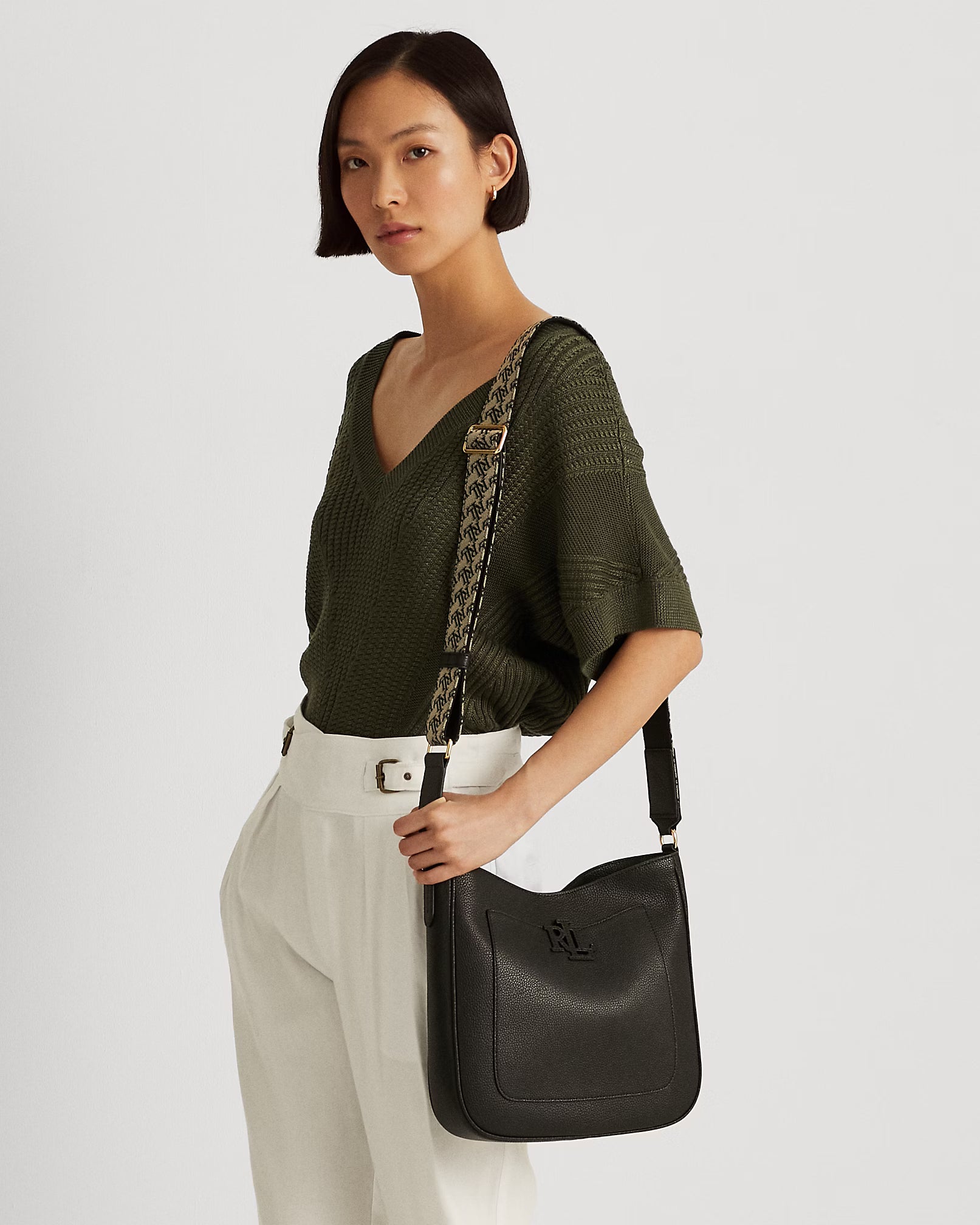 Ralph Lauren Cameryn Hammered Leather Shoulder Bag (615259)