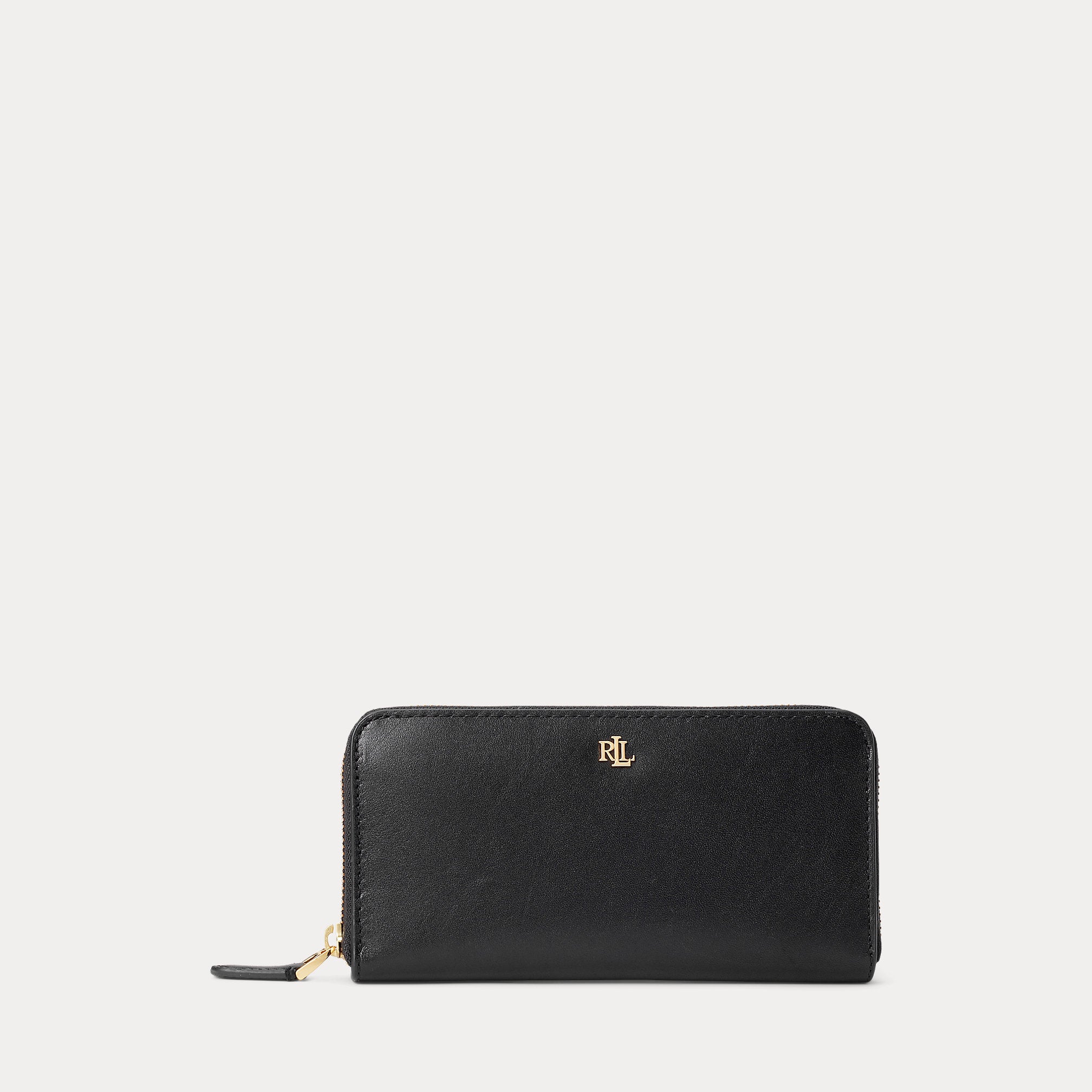 Lauren Ralph Lauren Black Leather Zip Continental Wallet Organizer